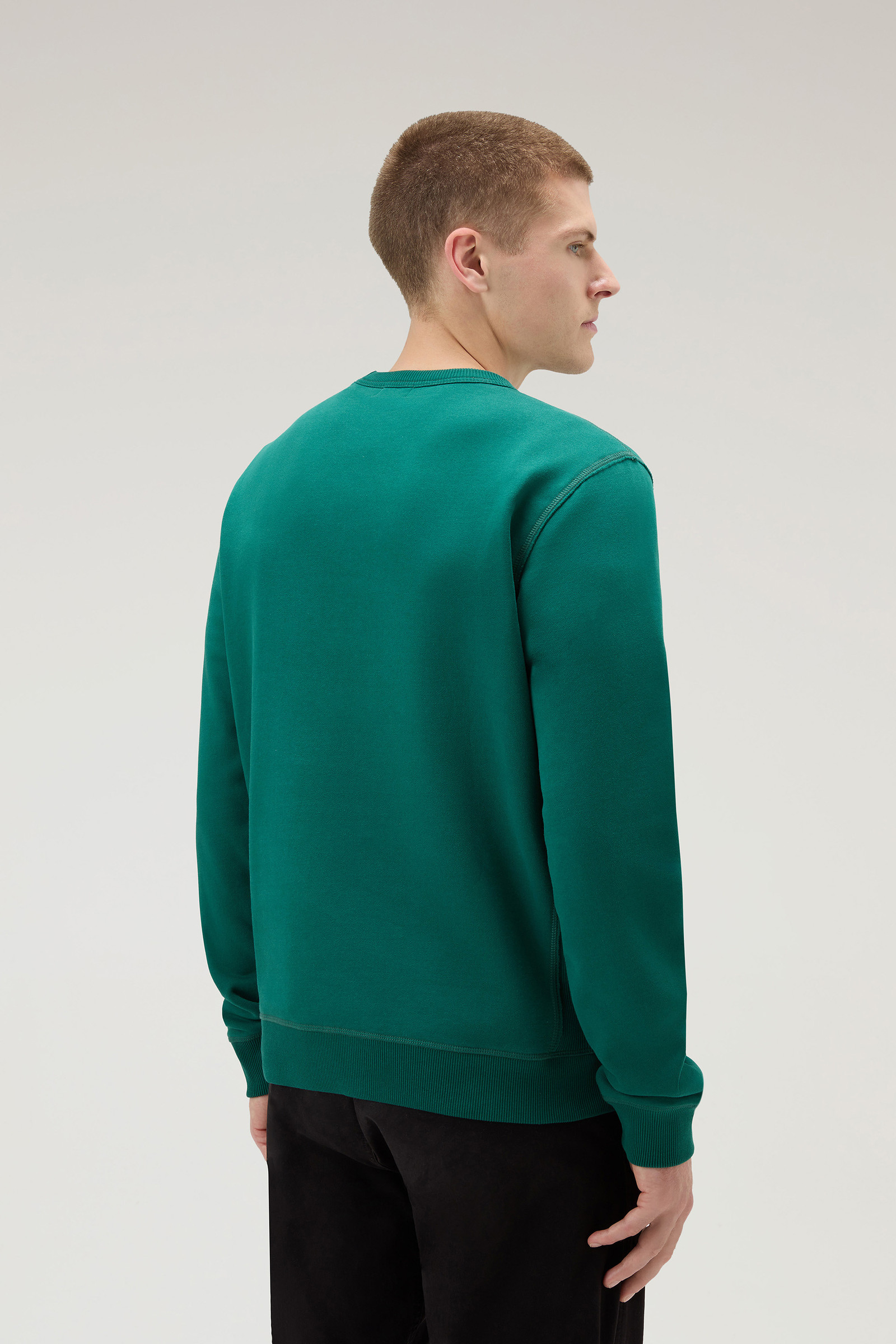 Pullover aus reiner Baumwolle mit Rundhalsausschnitt grün photo 3 | Woolrich