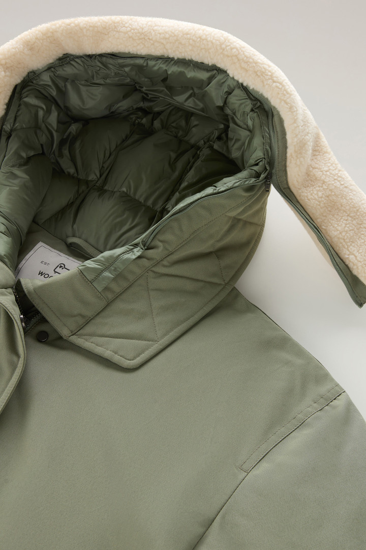 Long Parka in Brushed Ramar Cloth Green photo 3 | Woolrich