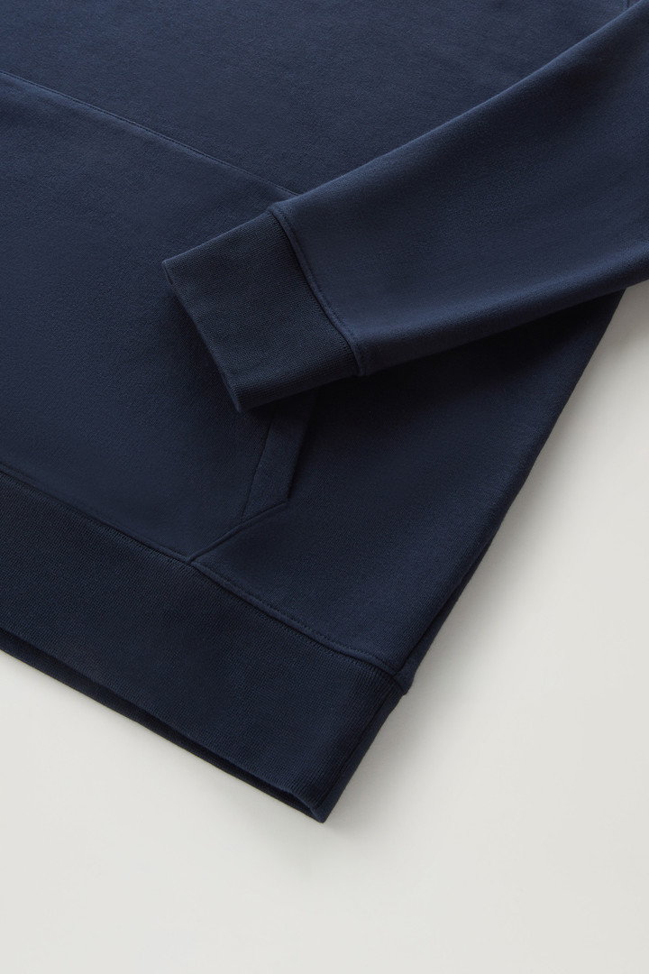 Sweat-shirt en coton mélangé à capuche et logo brodé Bleu photo 7 | Woolrich