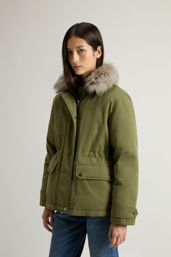 Short Arctic Parka in Mountain Cloth with Removable Hood and Fur Green photo 4 | Woolrich