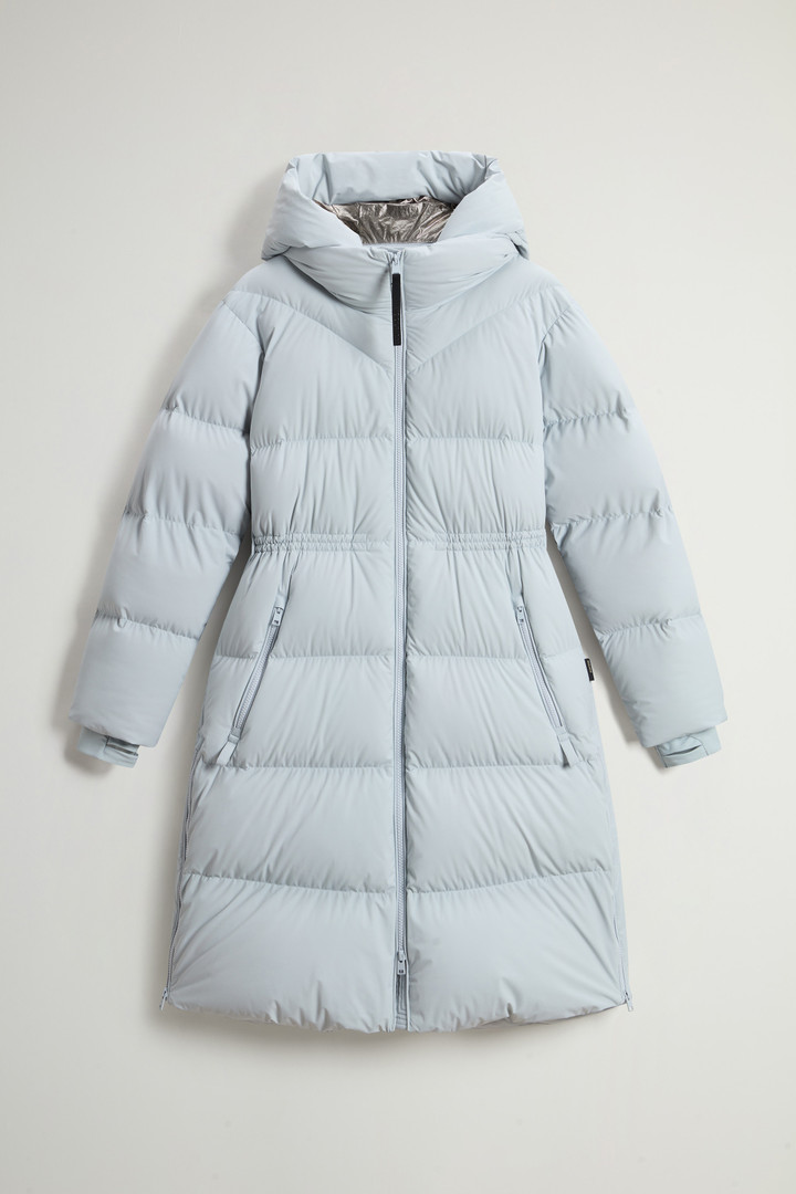 Long Quilted Stretch Nylon Parka with Removable Hood Blue photo 5 | Woolrich