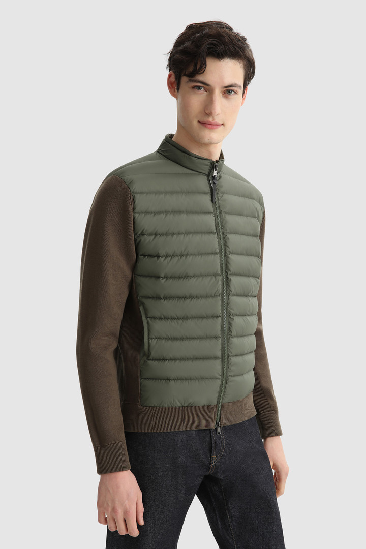 Men's Quilted Track jacket with knit sleeves Green | Woolrich