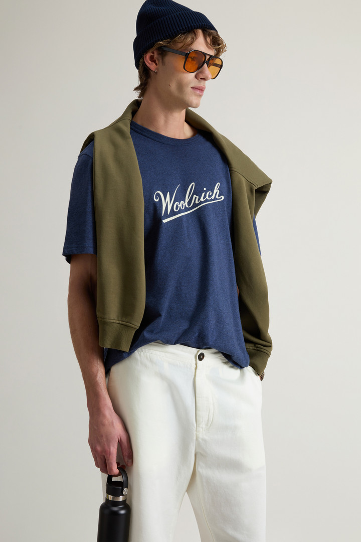 T-shirt en pur coton mouliné Bleu photo 4 | Woolrich