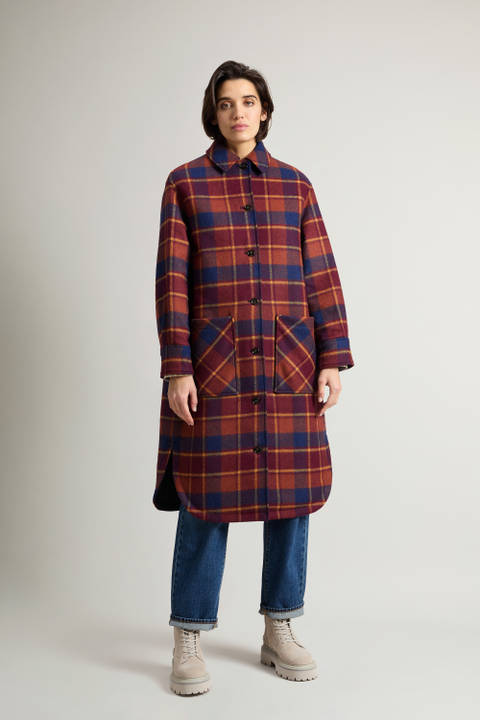 Double-Face Coat in Recycled Manteco Italian Wool-Blend Fabric Red | Woolrich