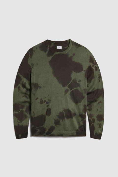 Crewneck Sweater in Garment-Dyed Supima Cotton Green | Woolrich