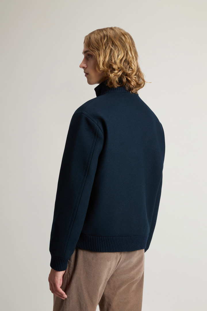 Bomber Jacket in Melton Virgin Wool Blend Blue photo 3 | Woolrich