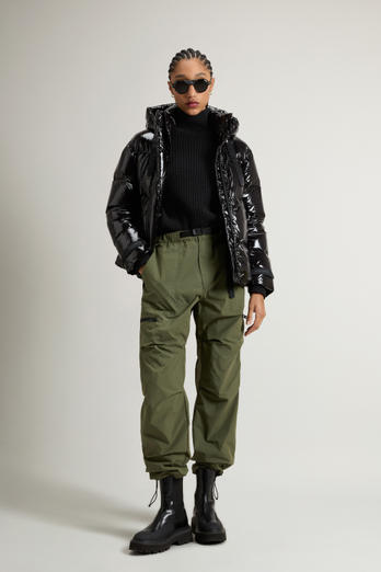 Short Quilted Parka in Glossy Nylon Black | Woolrich