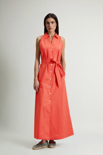 Robe chemise ceinturée en popeline de pur coton Rouge photo 1 | Woolrich