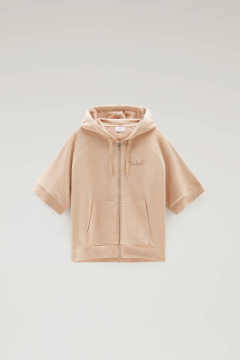 Pure Cotton Hoodie with Three Quarter Sleeves Beige photo 2 | Woolrich