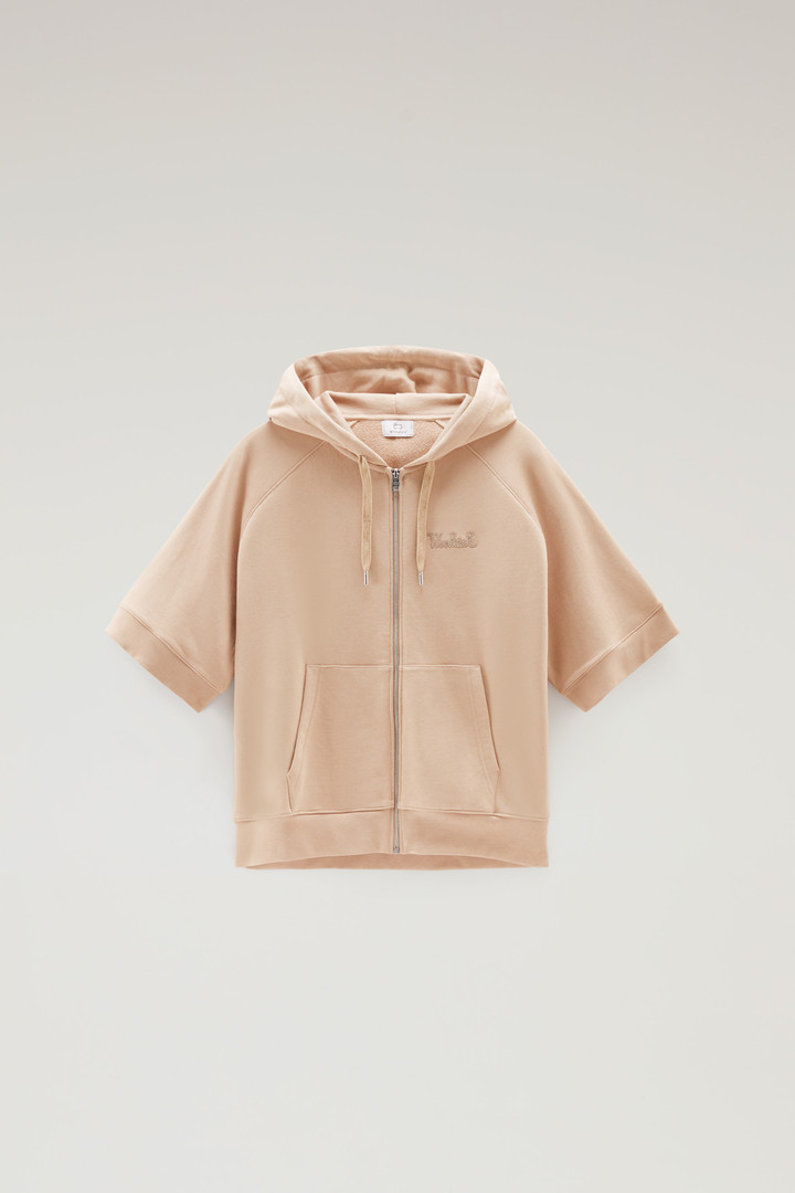 Pure Cotton Hoodie with Three Quarter Sleeves Beige photo 5 | Woolrich