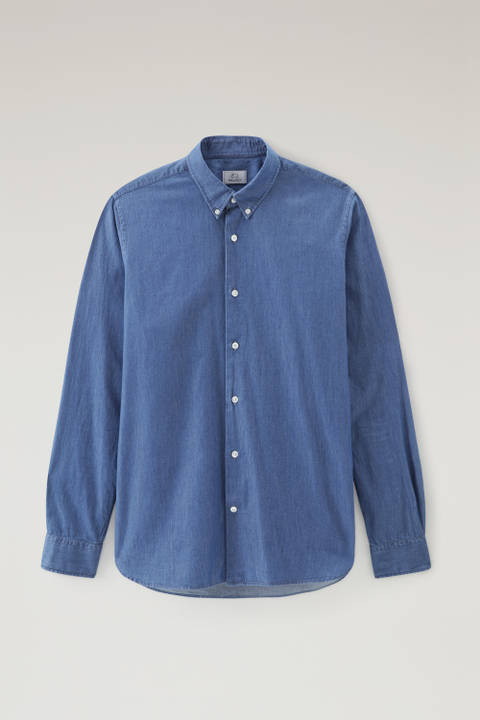 Zuiver katoenen chambray overhemd Blauw photo 2 | Woolrich