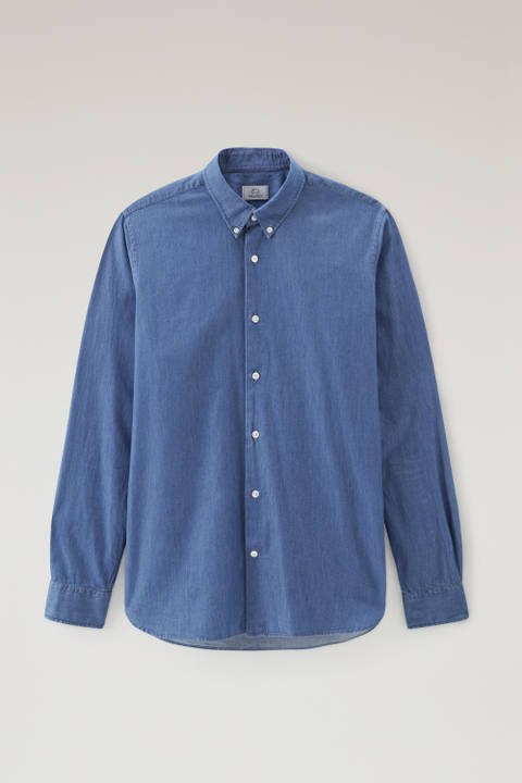 Chambray Hemd aus reiner Baumwolle Blau photo 2 | Woolrich