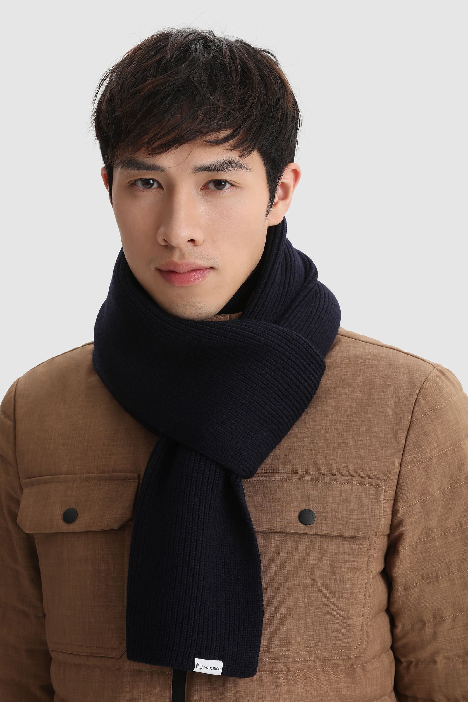 Ribbed Virgin Wool Scarf Blue photo 4 | Woolrich