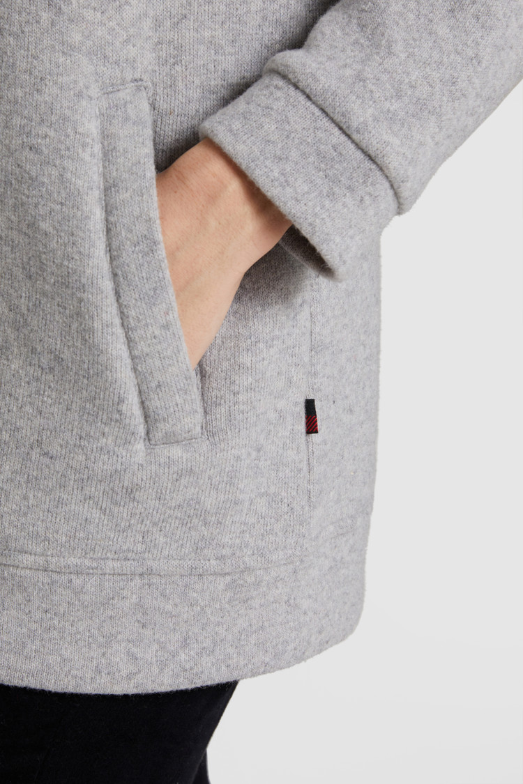 Wool-cotton zipped sweatshirt with hood