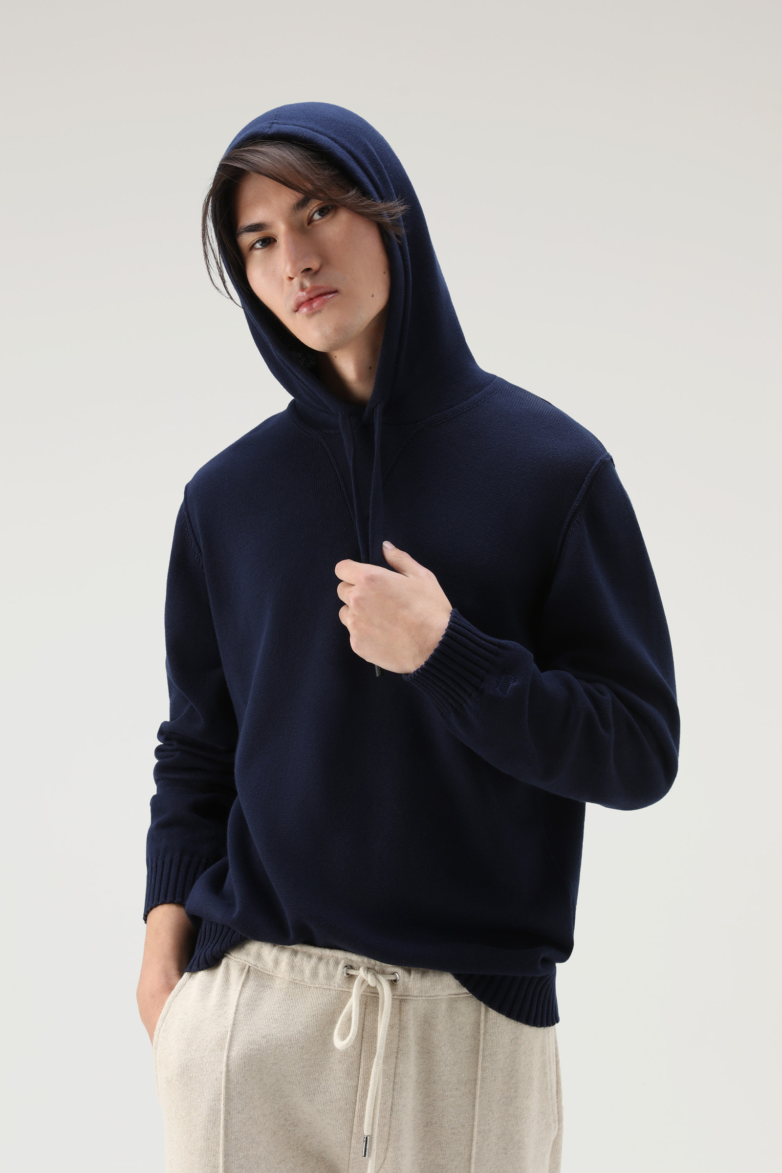 Maglia con cappuccio in puro cotone blu photo 4 | Woolrich