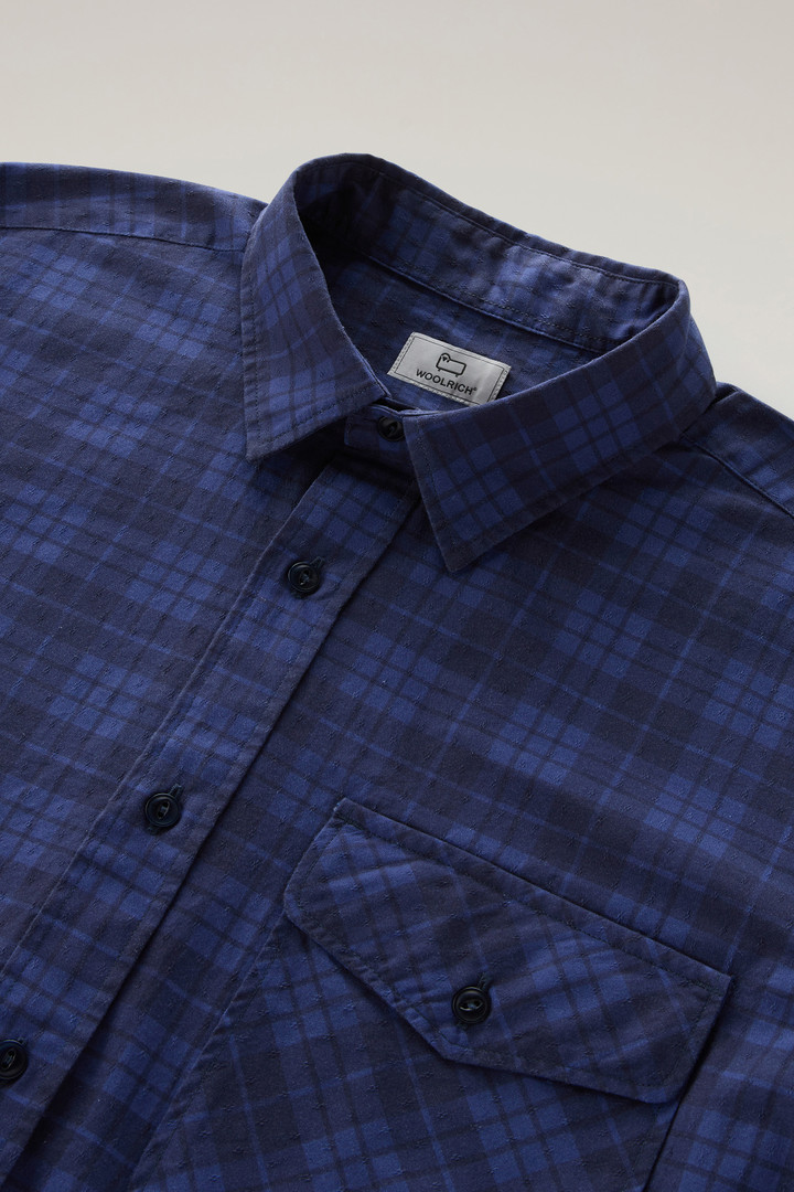 Pure Cotton Checked Shirt with Chest Pocket Blue photo 6 | Woolrich