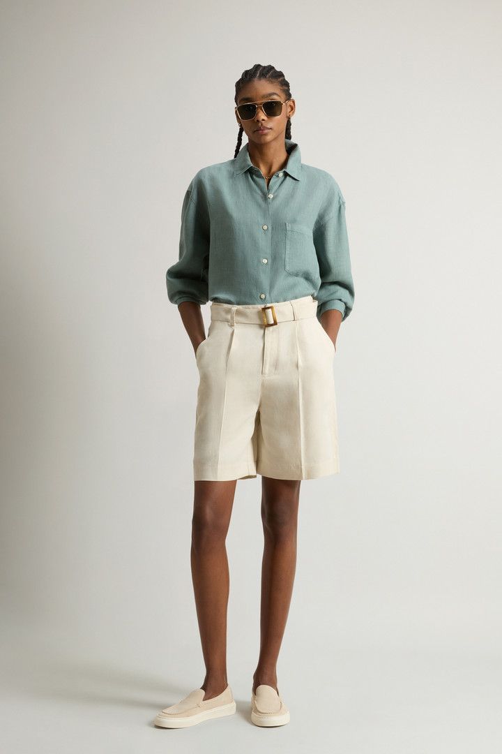 Garment-Dyed Linen-Blend Bermuda Shorts Beige photo 1 | Woolrich