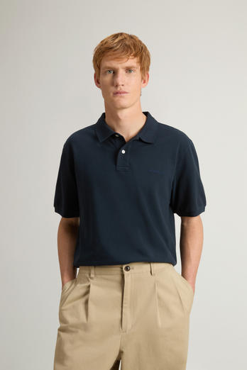 Polo en piqué de pur coton Bleu | Woolrich