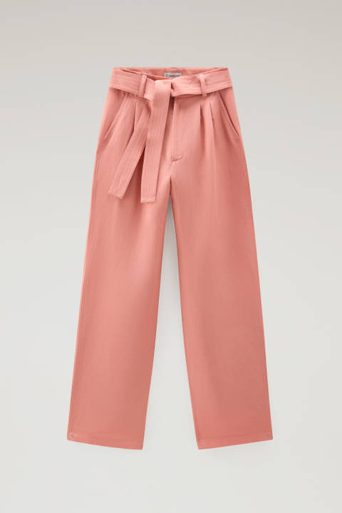 Pantalones de mezcla de lino con cinturón de tela Rosa photo 2 | Woolrich