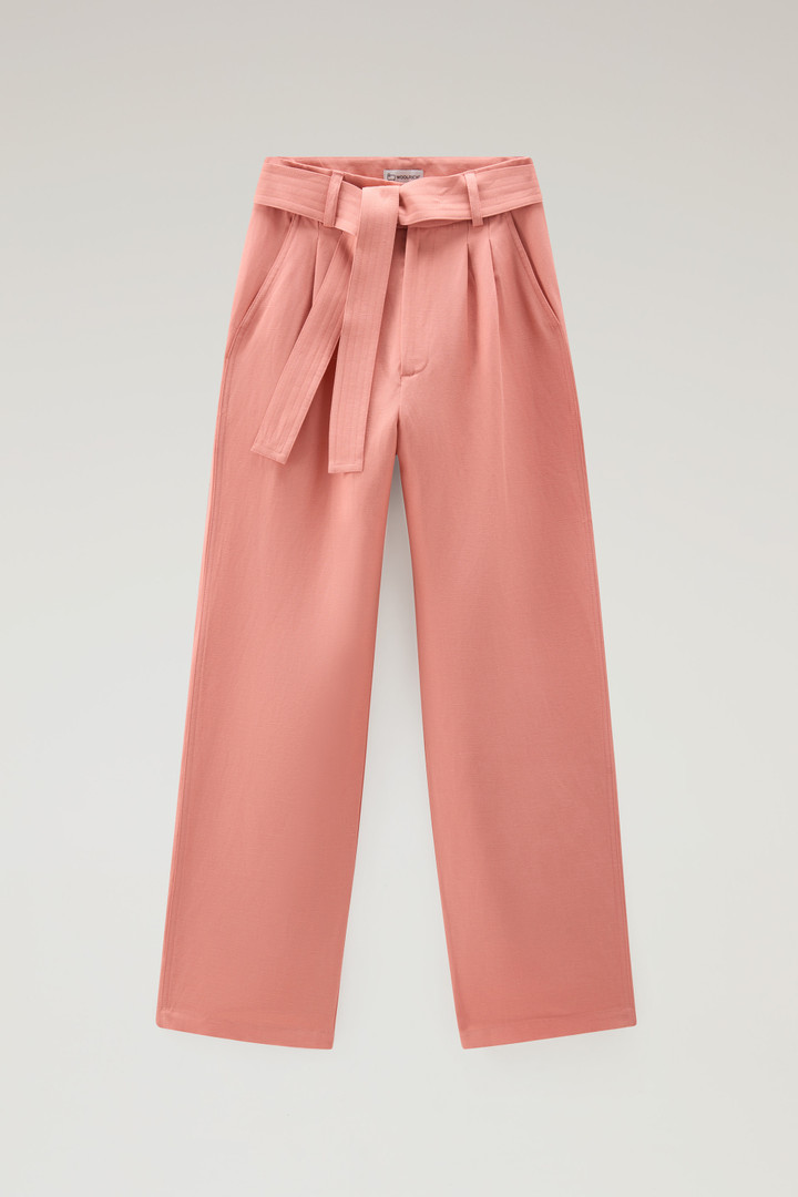 Pantalones de mezcla de lino con cinturón de tela Rosa photo 4 | Woolrich