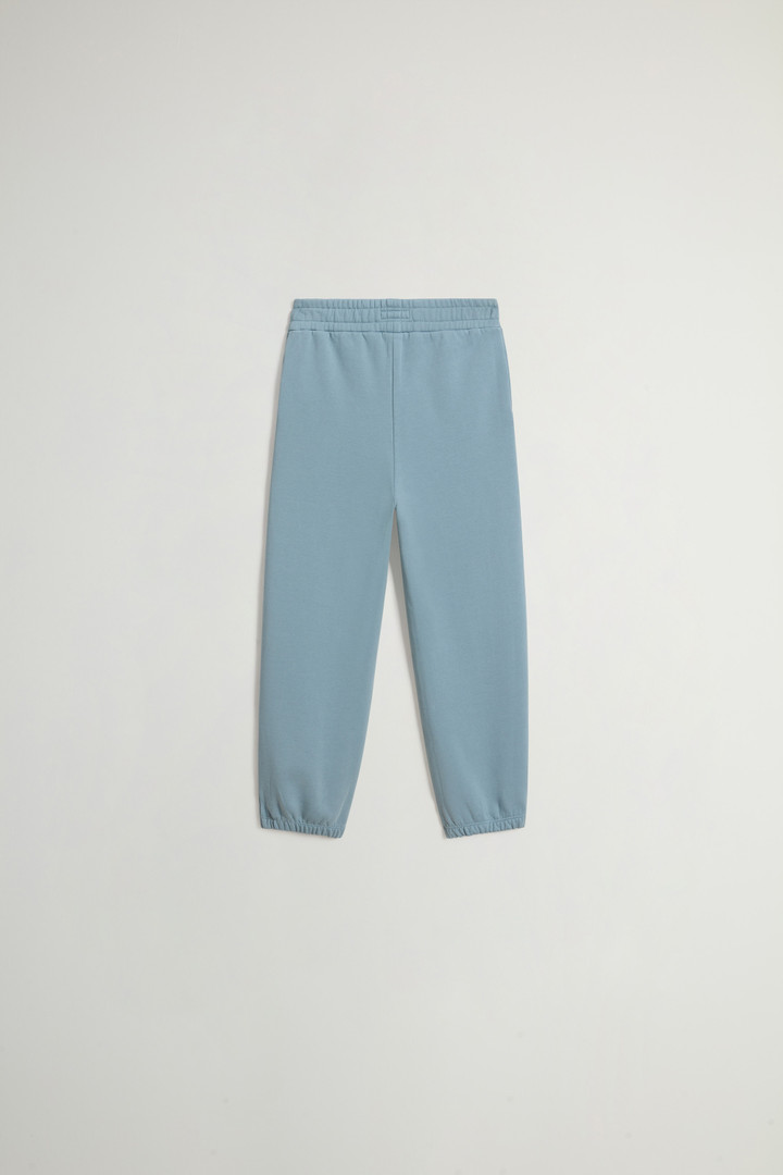 Girls' Pants in Pure Cotton Fleece with Logo Blue photo 2 | Woolrich