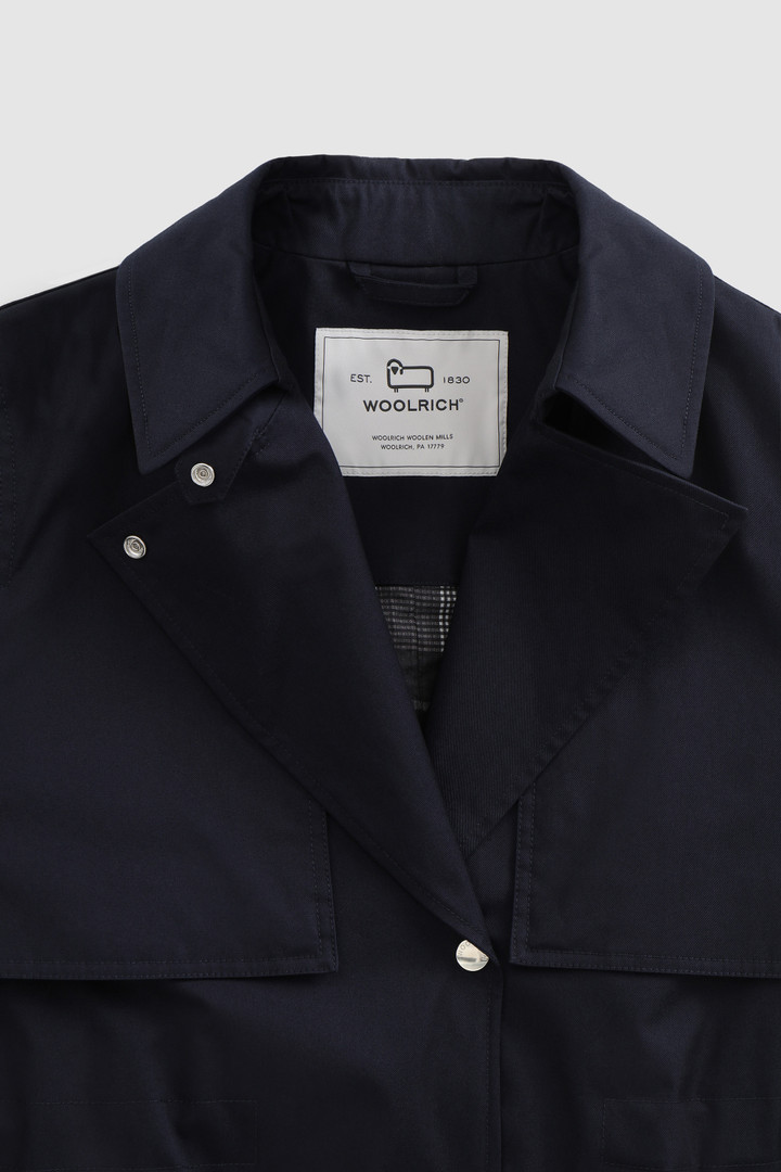 Havice Light Trench Coat with Printed Check Lining Blue photo 5 | Woolrich