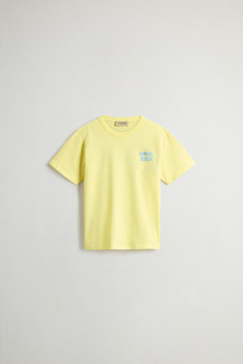 Boys’ T-Shirt in Pure Cotton with Print on the Back Yellow | Woolrich