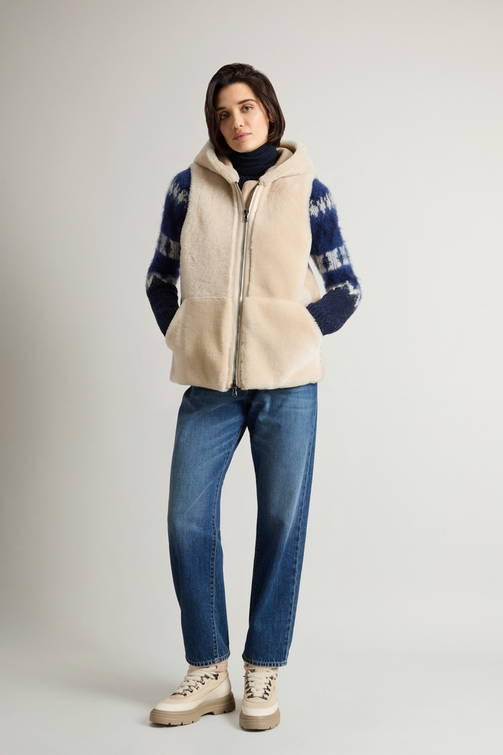 Bontbodywarmer met capuchon Beige photo 2 | Woolrich