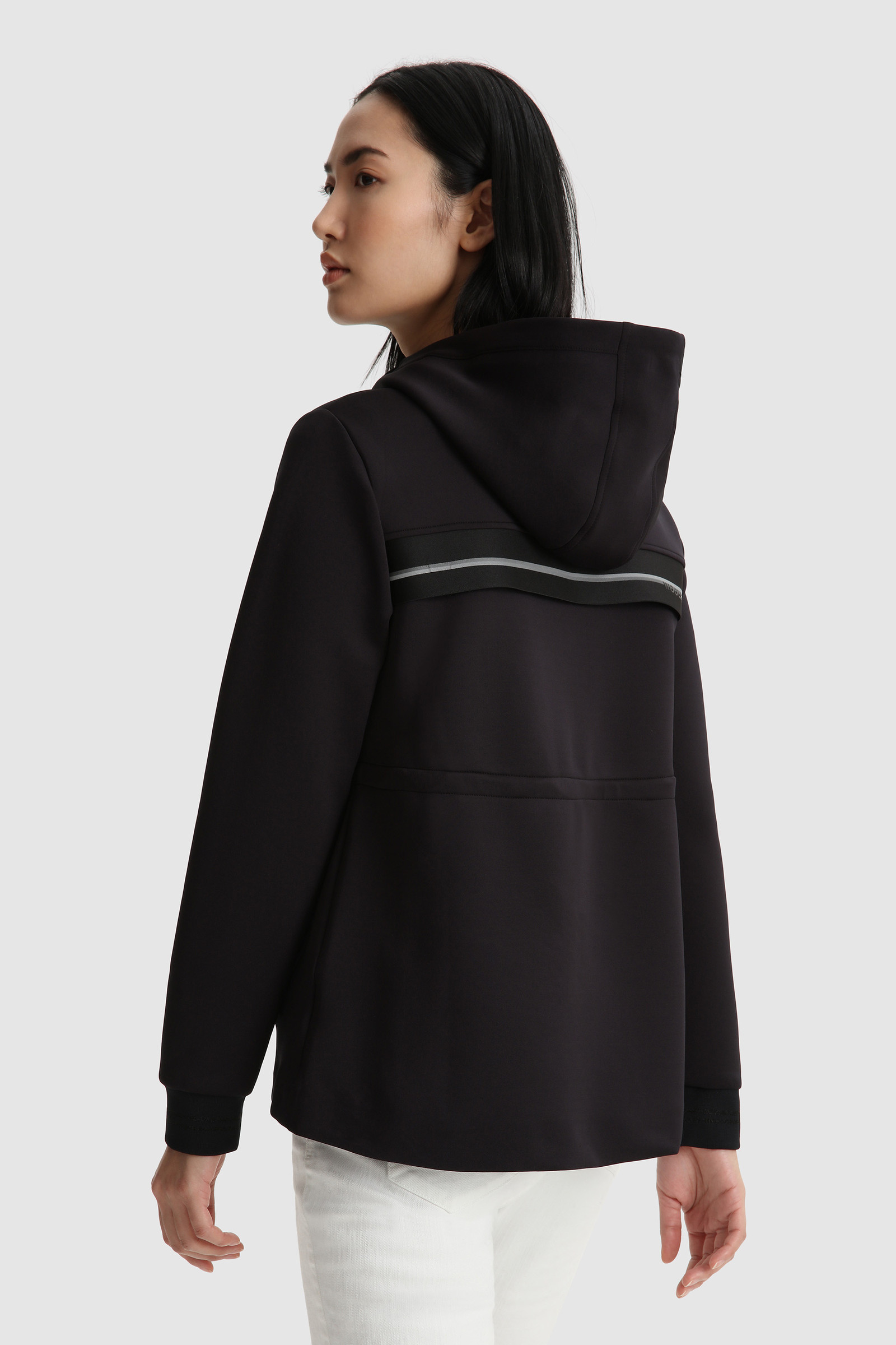 Stretch Cotton Full-Zip Hoodie Black photo 4 | Woolrich
