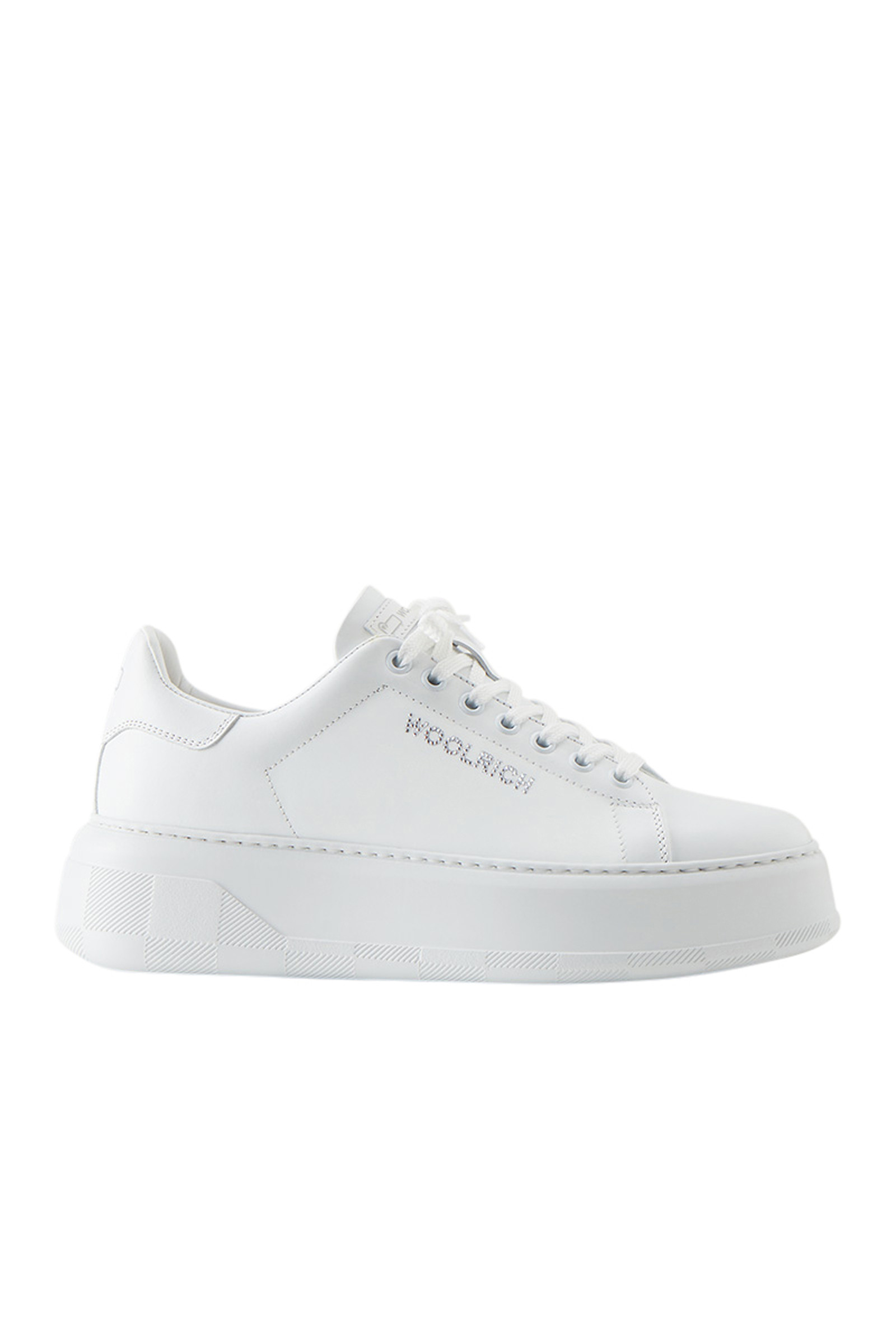 Chunky Court Sneakers with Calf Leather with Rhinestones White | Woolrich