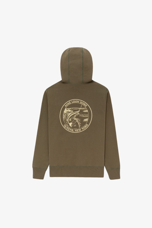 Sweat à capuche avec imprimé au dos Aimé Leon Dore / Woolrich vert | Woolrich