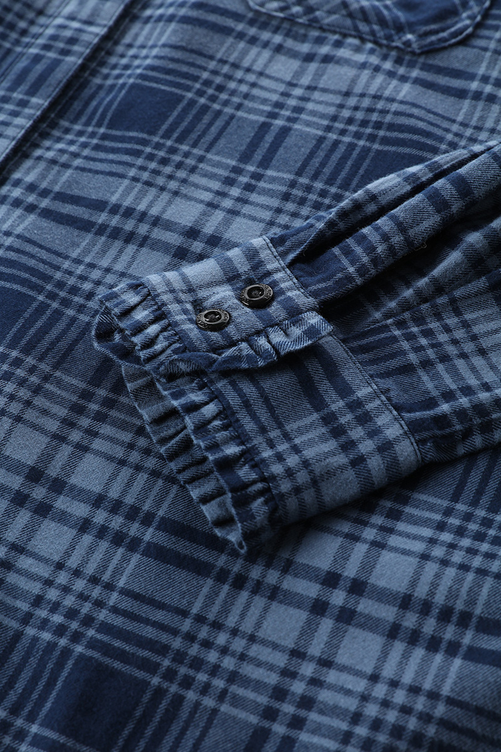 Madras Leichtes Flanell-Karohemd blau photo 8 | Woolrich