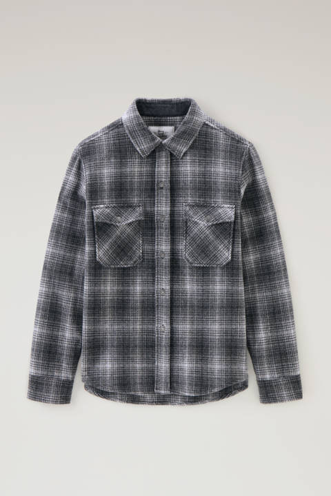 Alaskan Check Overshirt in Recycled Italian Wool Blend Gray | Woolrich