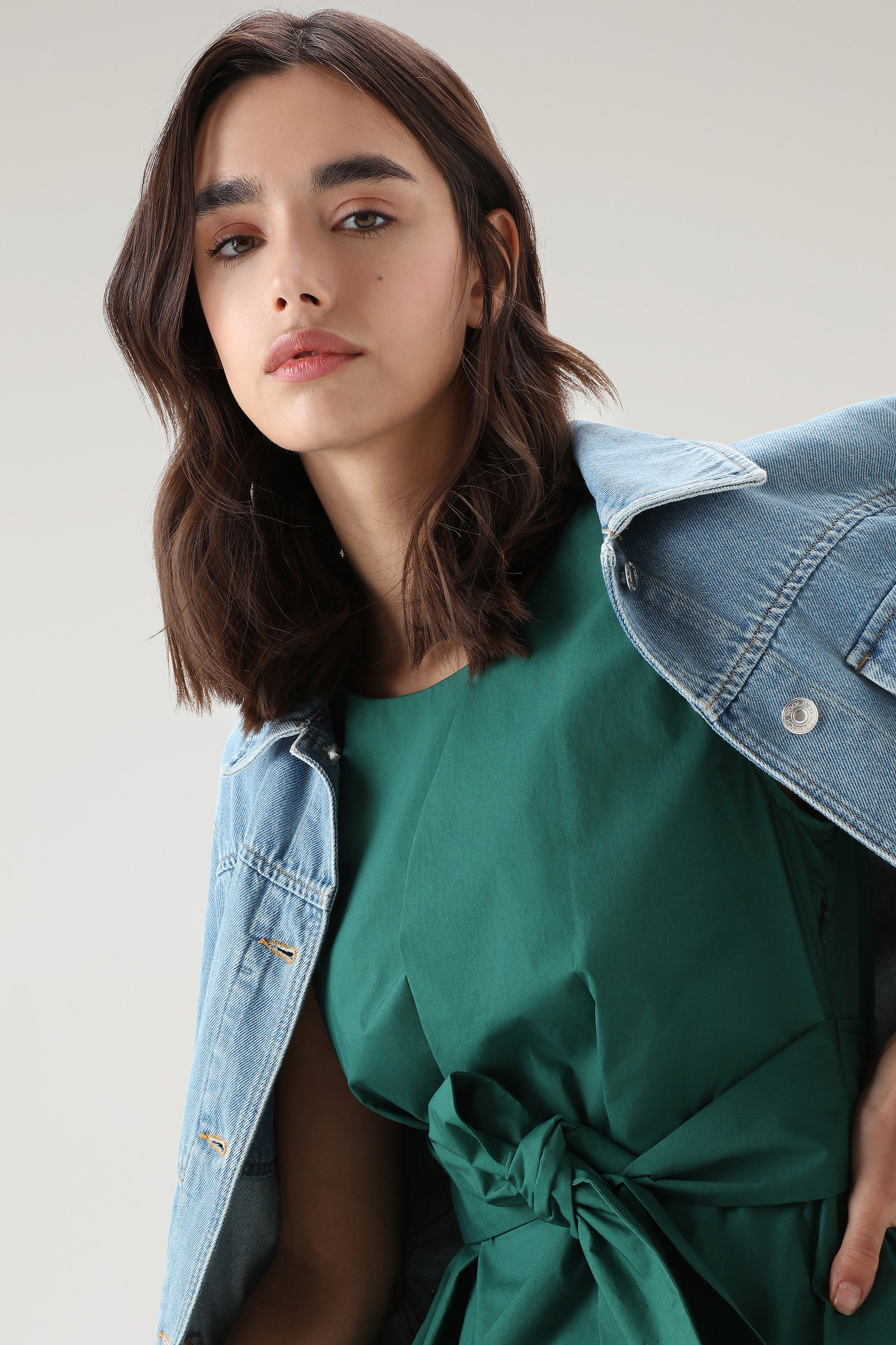 Vestido midi de popelina de puro algodón verde photo 4 | Woolrich
