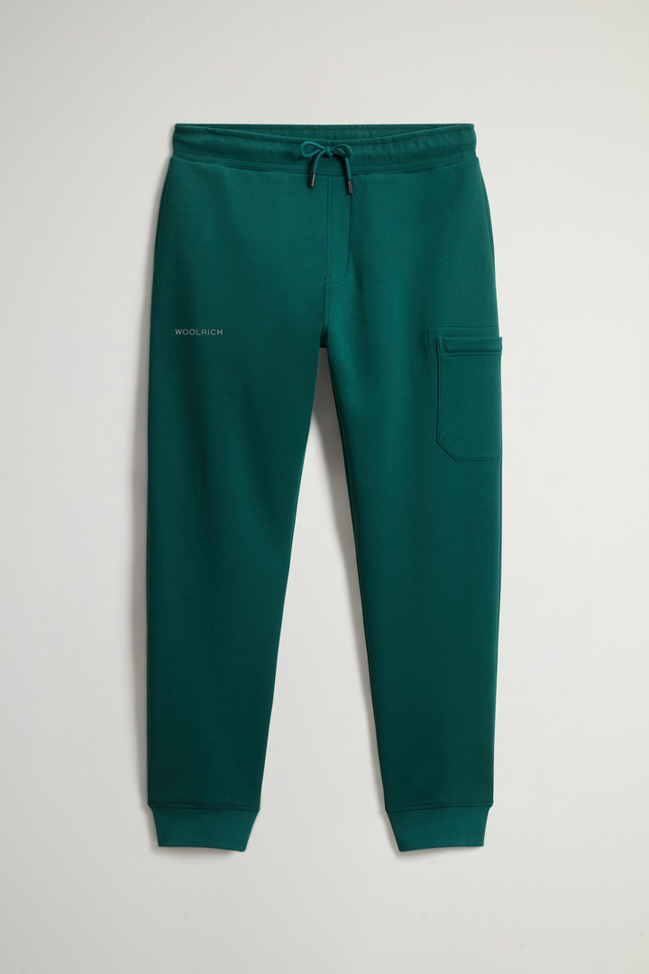 Cotton Blend Fleece Pants with Logo Green photo 4 | Woolrich