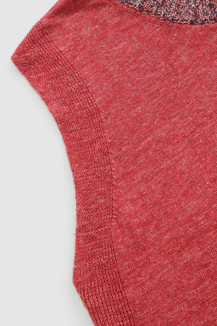 Haut en pur lin avec col côtelé rouge photo 6 | Woolrich
