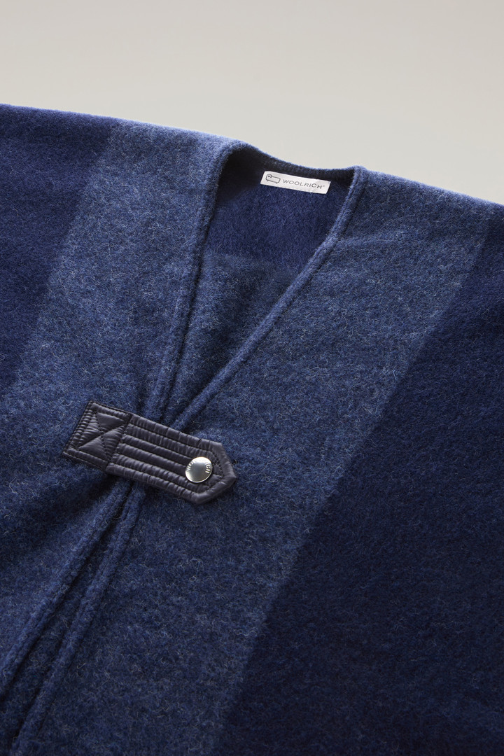 Wool Blend Cape with Contrasting Details Blue photo 2 | Woolrich