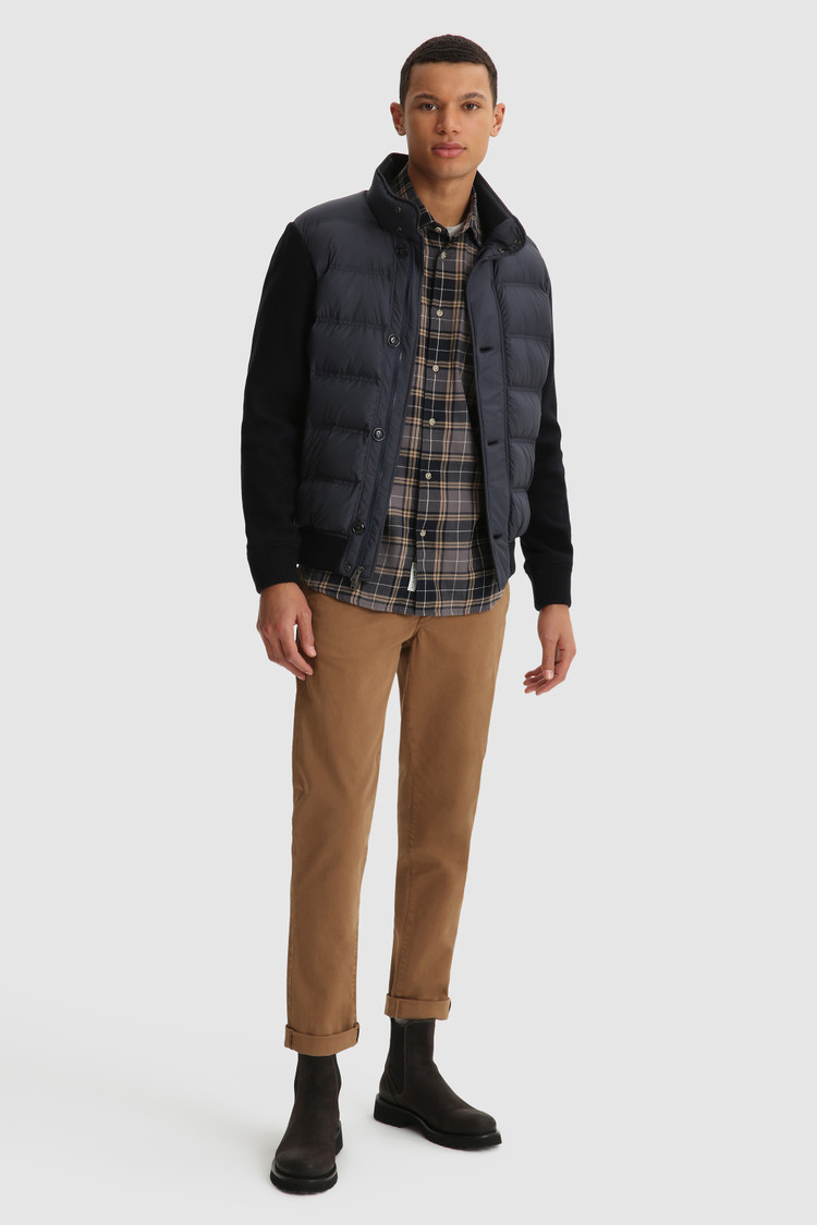 Sweater met volledige rits, gewatteerd en met gebreide mouwen
