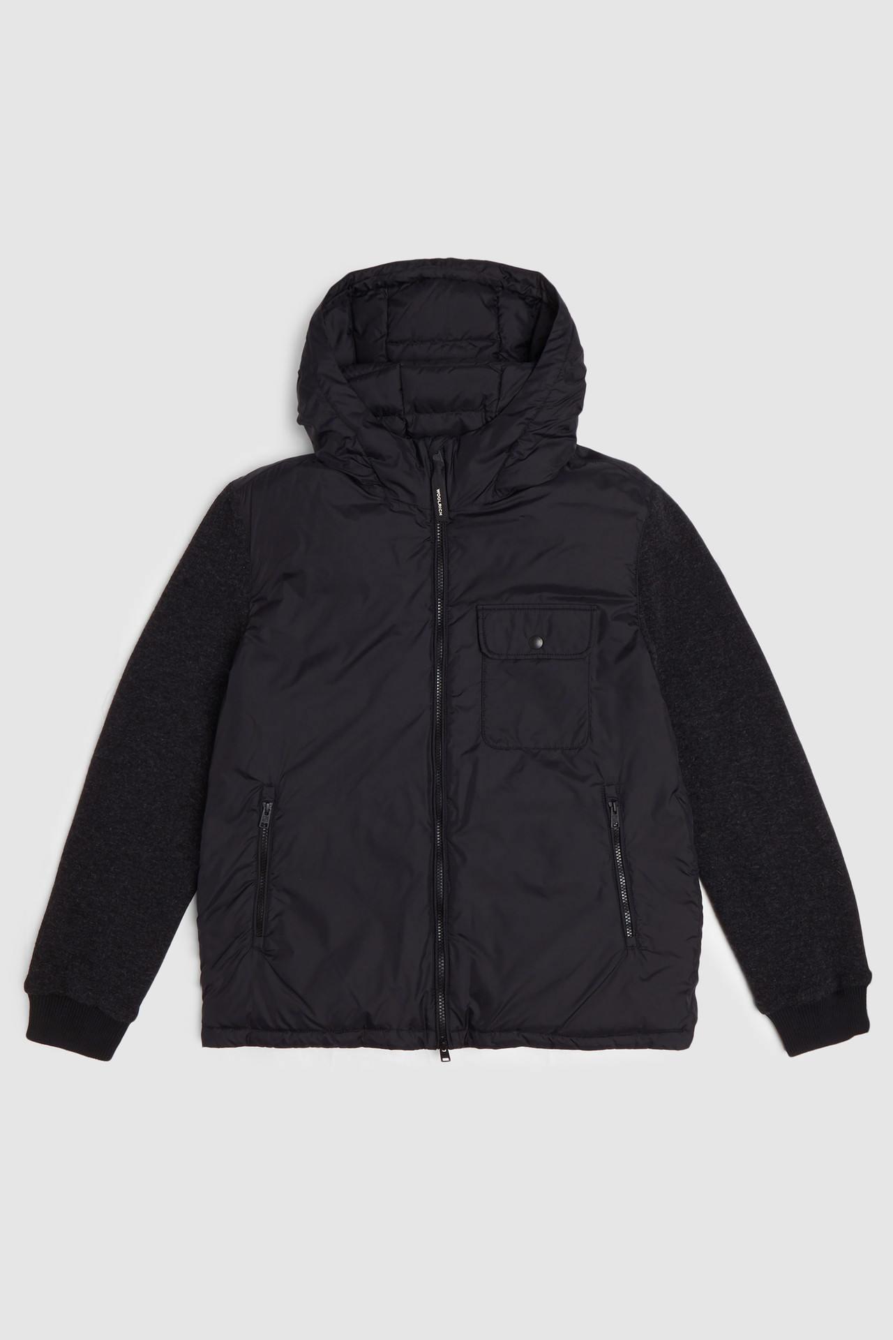 Giacca Imbottita Con Maniche In Lana Cotone Con Cappuccio