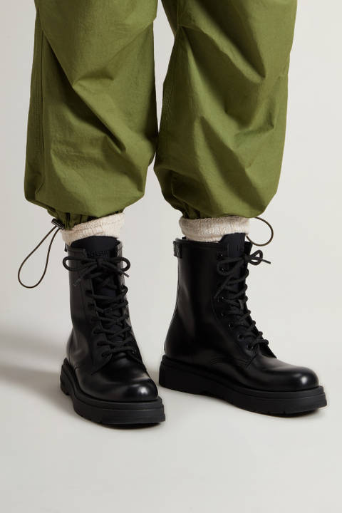 Leather Combat Boots Black photo 2 | Woolrich