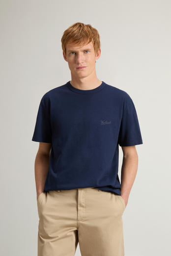 T-shirt en pur coton flammé Bleu | Woolrich