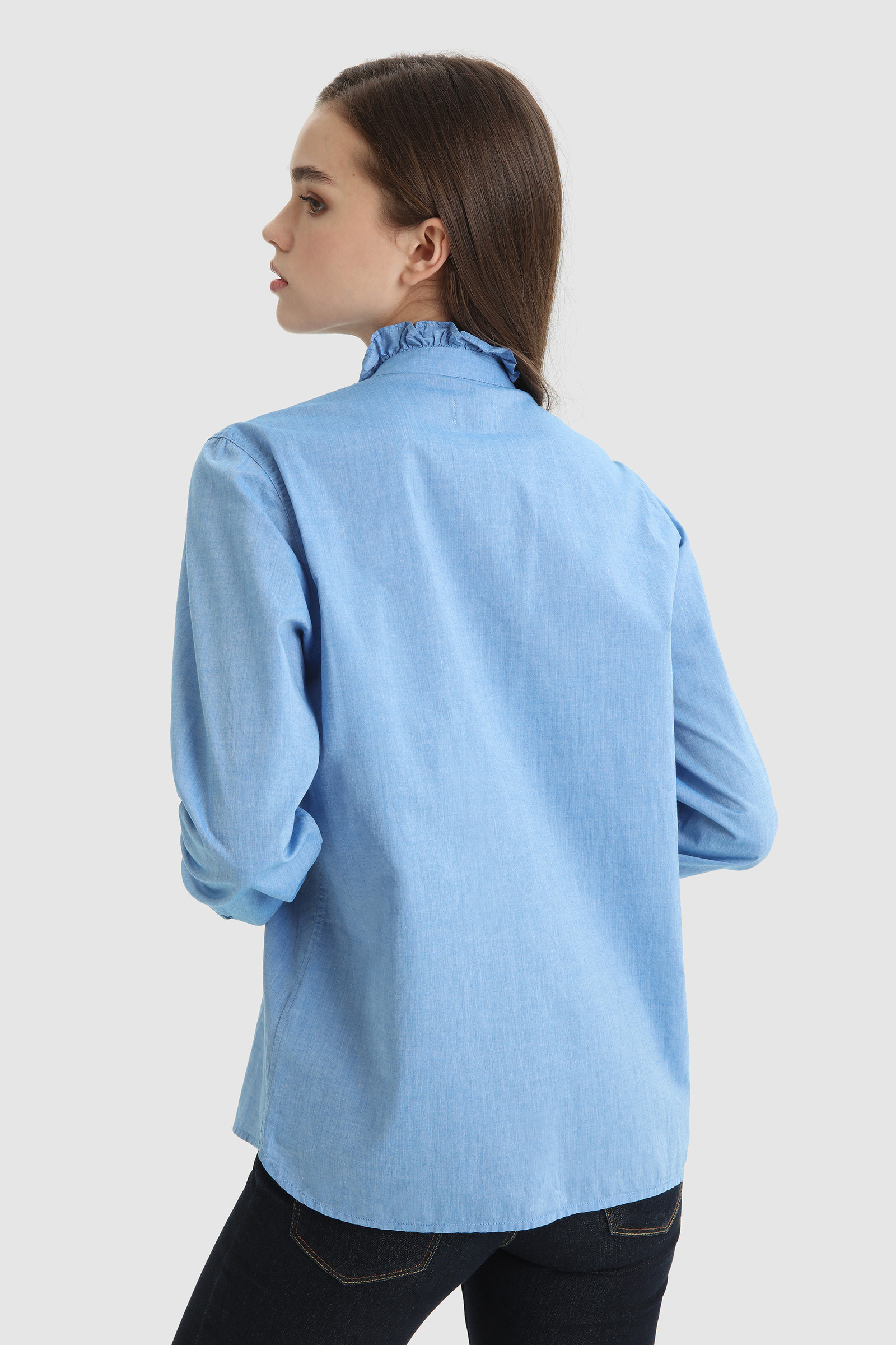 Chambray Shirt with Ruffle Trims Blue photo 3 | Woolrich