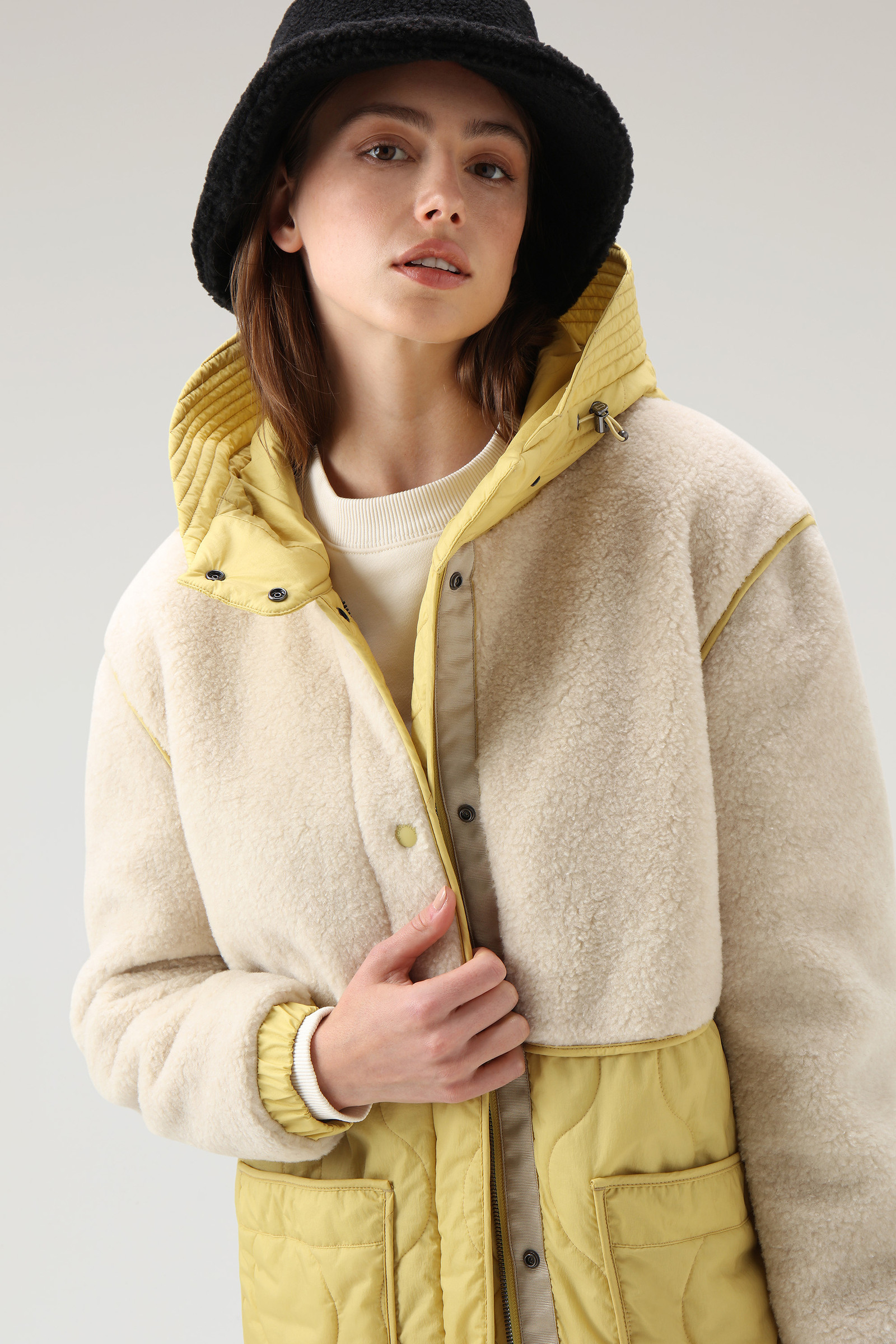 Women's Alba Parka in Crinkle Nylon and Sherpa Yellow | Woolrich USA