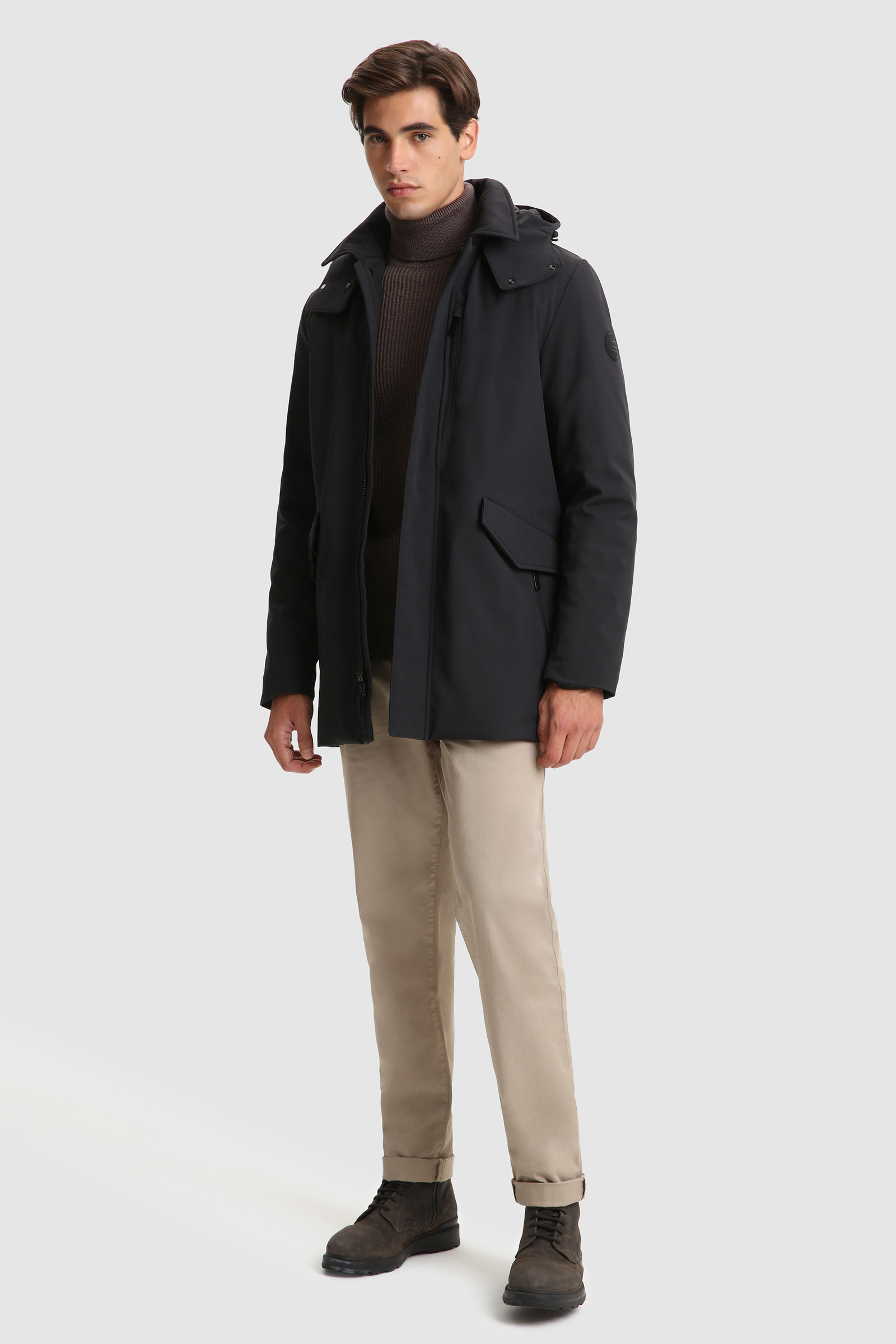 Barrow Mac Soft Shell jack met afneembare capuchon Zwart photo 2 | Woolrich