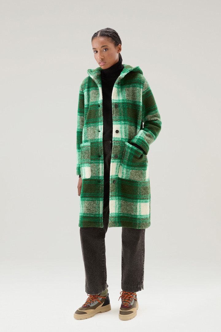 Gentry Coat in Wool Blend with Hood Green photo 2 | Woolrich