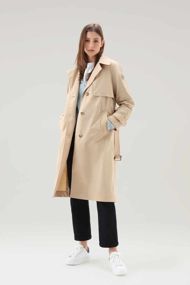 Trench Coat in Urban Touch Fabric with Belted Waist Beige photo 2 | Woolrich