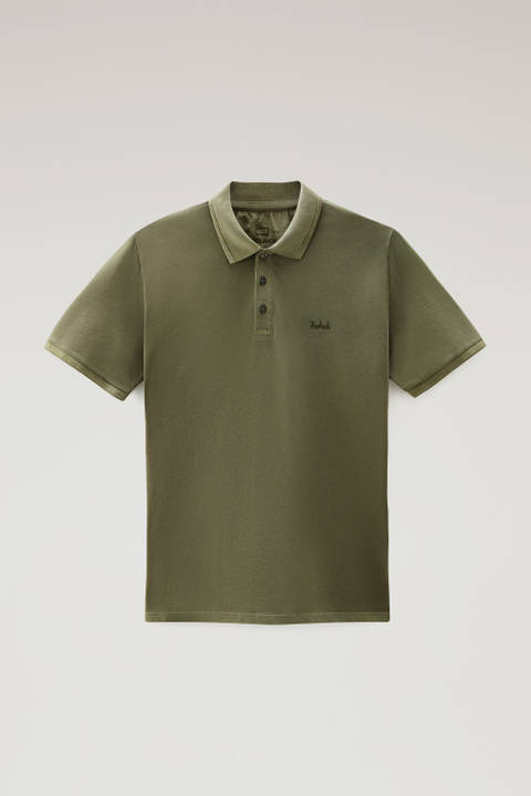 Garment-Dyed Mackinack Polo in Stretch Cotton Piquet Green photo 2 | Woolrich