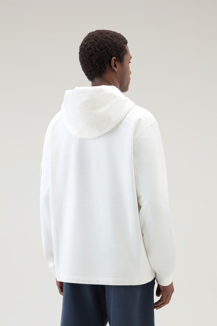 Sweat-shirt à capuche en pur coton avec poche Blanc photo 3 | Woolrich