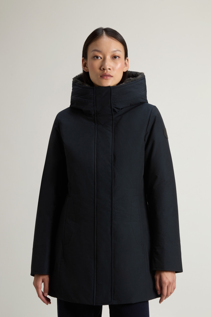 Boulder Parka en Ramar Cloth avec capuche et col amovible en fourrure synthétique Bleu photo 1 | Woolrich