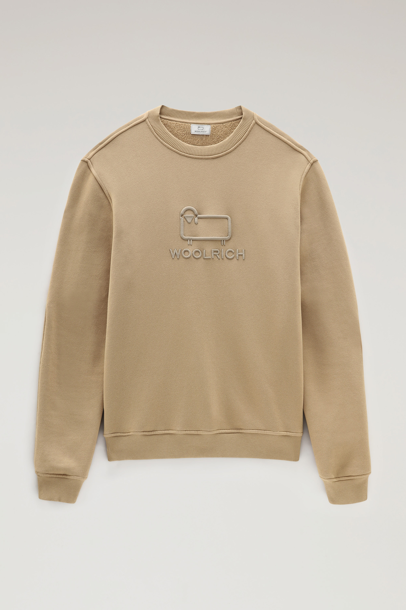 Men's Classic Fleece Crewneck with Embroidered Logo Beige | Woolrich USA